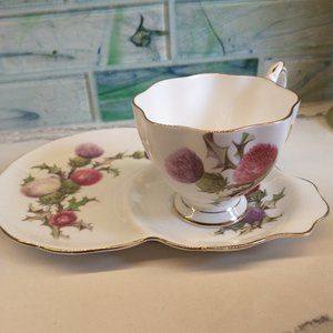 Vintage 1950's Queen Anne Dundee Thistle Cup and TV Tray